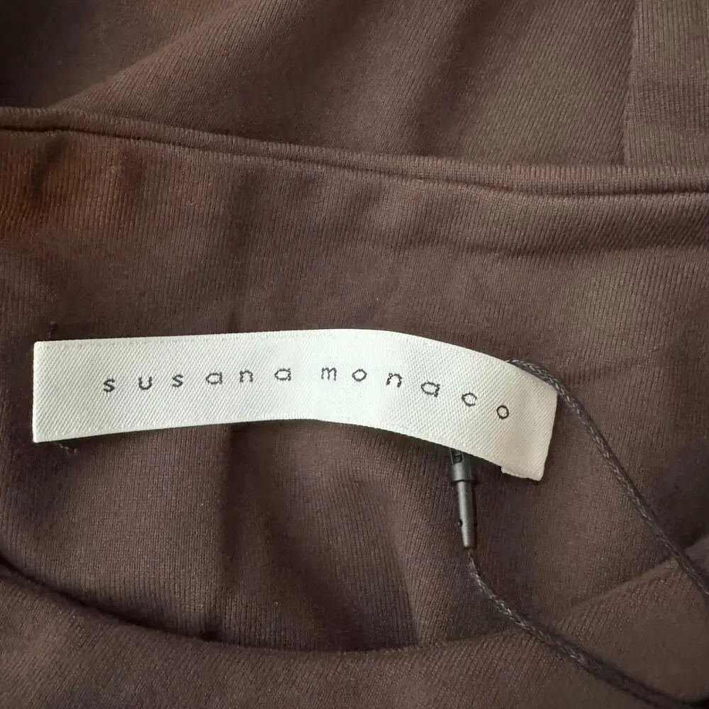 Susana Monaco Crewneck Long Sleeve Tops - Java Brown NWT Size Small